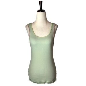 LF Markey Tank‎ Top Women 2 Green Organic Cotton Ribbed Knit Athleisure Yoga